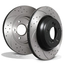 Rear Drilled Grooved 326mm Brake Disc Pair - BMW 3 Series E46 M3 3.2 00-06 OMI ALLOY WHEELS