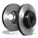 Front Drilled Grooved 345mm Brake Discs - BMW 1 Series M135i M140i F20 F21 11-19 OMI ALLOY WHEELS
