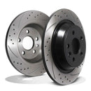 Rear Drilled Grooved 302mm Brake Discs - Ford Focus MK2 ST RS 05-12 OMI ALLOY WHEELS