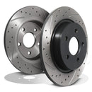 Rear Grooved Drilled 280mm Brake Discs - Volvo V50 1.6 1.8 2.0 2.4 D3 D4 T5 OMI ALLOY WHEELS