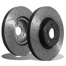 Front Drilled Grooved 336mm Brake Discs - Ford Focus MK2 Rs 2.5 Turbo 09-11 OMI ALLOY WHEELS