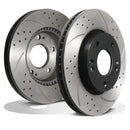 Front Drilled Grooved 280mm Brake Discs - Hyundai Tucson 2.0 2.7 Crdi 04-10 OMI ALLOY WHEELS