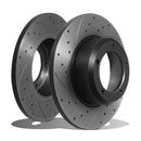 Front Grooved Drilled Brake Discs 298mm - Range Rover Classic 70-94 All Models OMI ALLOY WHEELS
