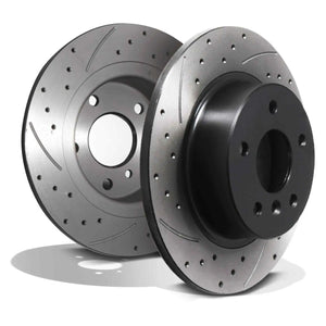 Rear Drilled Grooved 304mm Brake Discs - Land Rover Discovery 2 L318 98-04