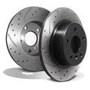 Rear Drilled Grooved 304mm Brake Discs - Land Rover Discovery 2 L318 98-04 OMI ALLOY WHEELS
