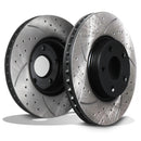 Front Drilled Grooved 300mm Brake Discs - Volvo S60 V60 V70 Xc70 T4 D4 T5 08+ OMI ALLOY WHEELS