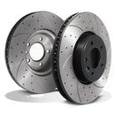 Front Drilled Grooved Vented 349mm Brake Discs - Range Rover Vogue L405 12-22 OMI ALLOY WHEELS