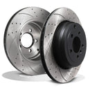 Rear Drilled Grooved Vented 365mm Brake Discs - Range Rover 3 5.0 370Bhp 09-12 OMI ALLOY WHEELS