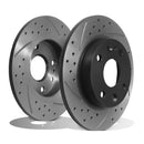 Rear Drilled Grooved Brake Discs 231mm - Mazda MX5 MK1 90-98 OMI ALLOY WHEELS