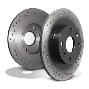 Rear Drilled Grooved 250mm Brake Discs - Mazda 323 MX5 MX-5 MK1 MK2 1.6 1.8