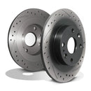 Rear Drilled Grooved 250mm Brake Discs - Mazda 323 MX5 MX-5 MK1 MK2 1.6 1.8 OMI ALLOY WHEELS