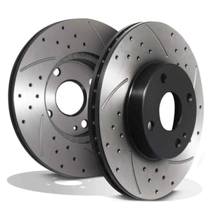 Front Drilled Grooved 255mm Brake Discs - Mazda MX-5 MK2 MK2.5 NB 1.6 1.8 1.9 16v 98-05