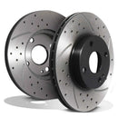 Front Drilled Grooved 255mm Brake Discs - Mazda MX-5 MK2 MK2.5 NB 1.6 1.8 1.9 16v 98-05 OMI ALLOY WHEELS