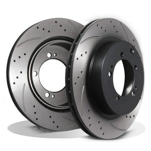 Rear Grooved Drilled 300mm Brake Discs - Mitsubishi Evo VI VII VIII Ix 6 7 8 9