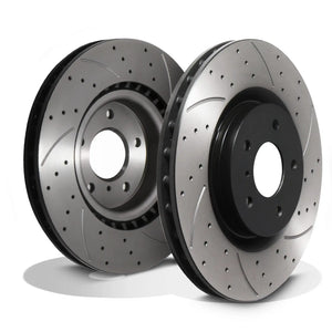 Front Drilled Grooved 323mm Brake Discs - Nissan 350Z Z33 Fairlady 3.5 03-06