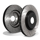 Front Drilled Grooved 323mm Brake Discs - Nissan 350Z Z33 Fairlady 3.5 03-06 OMI ALLOY WHEELS