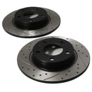 Rear Grooved Drilled 264mm Brake Discs - Vauxhall Opel Corsa D CDTI 1.6 VXR T OMI ALLOY WHEELS