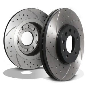 Front Drilled Grooved 288mm Brake Discs - Vauxhall Vectra B Saab 9-3 9-5 1995-2009