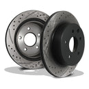 Rear Drilled Grooved 292mm Brake Discs - Nissan Qashqai J10 2.0 DCI AWD 07-13 OMI ALLOY WHEELS