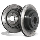Rear Drilled Grooved 290mm 5X100 Brake Discs - Subaru Impreza Legacy WRX 00-09 OMI ALLOY WHEELS