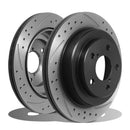 Rear Drilled Grooved 265mm Brake Discs - Subaru Impreza New Age WRX 01-05 OMI ALLOY WHEELS
