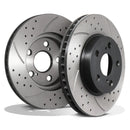 Front Drilled Grooved 255mm Brake Discs - Toyota Celica 1.8 16V T Sport 99+ OMI ALLOY WHEELS