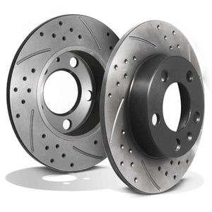 Rear Drilled Grooved 232mm Brake Discs - Volkswagen VW Polo 9N 6R AW 01+