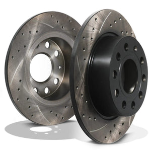 Rear Grooved Drilled 253mm Brake Discs - VW Golf MK5 MK6 1.9 2.0 TDI TSI Fsi