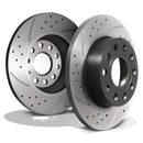 Rear Grooved Drilled 256mm Brake Discs - Skoda Octavia 1Z 1.8 1.9 2.0 TDI TSI OMI ALLOY WHEELS