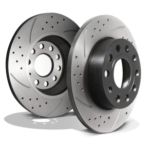 Rear Grooved Drilled 256mm Brake Discs - VW Golf MK5 MK6 GTI 1.9 2.0 TDI Fsi