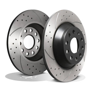 Rear Grooved Drilled 300mm Brake Discs - Audi A3 8V S3 Q3 TFSI TDI Quattro 12+