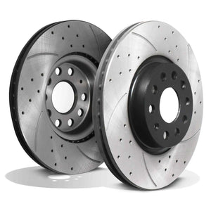 Front Drilled Grooved 312mm Brake Discs - VW Golf MK7 MK8 1.0 1.4 1.5 2.0 TSI TDI 12+