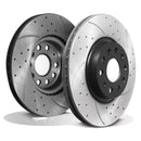 Front Drilled Grooved 312mm Brake Discs - VW Golf MK7 MK8 1.0 1.4 1.5 2.0 TSI TDI 12+ OMI ALLOY WHEELS