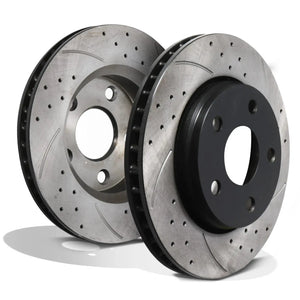 Front Drilled Grooved 345mm Brake Discs - Audi A3 S3 8P 2.5 3.2 V6 Quattro 03-12