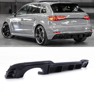 Rear RS3 Style Diffuser Gloss Black - Audi A3 8V S-Line 17-20