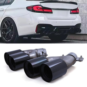 M5 Style Quad Tailpipes Gloss Black - BMW 5 Series G30 2016-2023