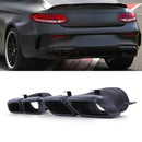 C63 Style Rear Quad Tailpipes Gloss Black - Mercedes C Class W205 17-23 OMI ALLOY WHEELS