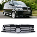 Gloss Black Badged Front Bumper Grille Chrome Trim - VW Transporter T5.1 09-15 OMI ALLOY WHEELS