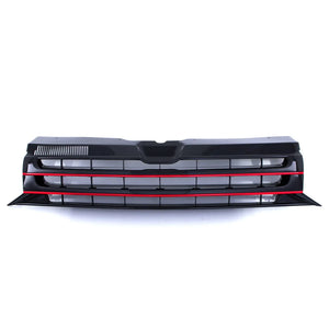 Gloss Black Badgeless Front Bumper Grille Red Trim - VW Transporter T5.1 09-15