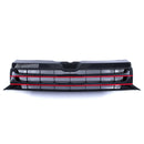 Gloss Black Badgeless Front Bumper Grille Red Trim - VW Transporter T5.1 09-15 OMI ALLOY WHEELS