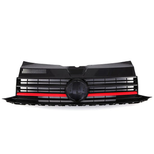 Gloss Black Badged Front Bumper Grille Red Trim - VW Transporter T6 16-19