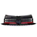 Gloss Black Badged Front Bumper Grille Red Trim - VW Transporter T6 16-19 OMI ALLOY WHEELS