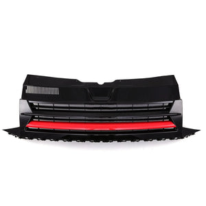 Gloss Black Badgeless Front Bumper Grille Red Trim - VW Transporter T6 16-19