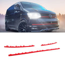 3 Piece Red Front Bumper Grille Trim - VW Transporter T6 16-19 OMI ALLOY WHEELS