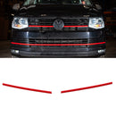 Red 2 Piece Short Upper Grille Trims - VW Transporter T6.1 19-24