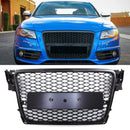 RS4 Style Front Honeycomb Badgeless Grille Black - Audi A4 B8 08-13