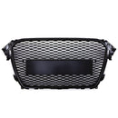 RS4 Style Front Honeycomb Badgeless Grille Black - Audi A4 B8.5 12-16