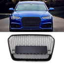 RS6 Style Front Honeycomb Badgeless Grille Black - Audi A6 C7 12-15