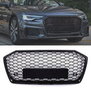 RS6 Style Front Honeycomb Grille Gloss Black - Audi A6 C8 19-24 OMI ALLOY WHEELS
