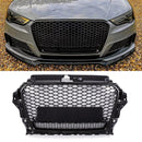 RS3 Quattro Style Front Honeycomb Grille Black - Audi A3 8V 13-16
